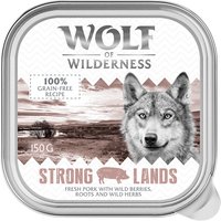 6x150g Wolf of Wilderness Adult Strong Lands porc - Pâtée pour chien