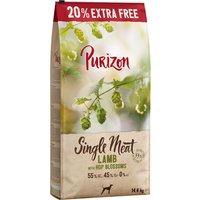 Purizon 14,4 kg ração para cães em promoção: 12 + 2,4 kg grátis! - Single Meat Cordeiro