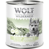 Wolf of Wilderness Junior “Expedition” 6 x 800 g - Steep Journey - Fjäderfä & lamm