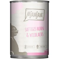 24x 400g MjAMjAM poulet juteux et saumon sauvage nourriture pour chat humide