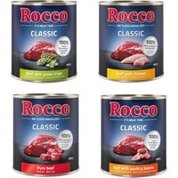 Rocco Classic 24 x 800 g Alimento umido per cani - 4 gusti: Manzo Puro, Trippa Verde, Cuori di Pollo, Pollo
