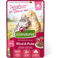 12 x 100 g GranataPet Delicatessen en sauce Bœuf et Dinde nourriture humide pour chat