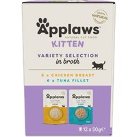 Applaws Natural Kitten i buljong 12 x 50 g - Urval av kyckling och tonfisk