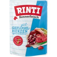 10x400g RINTI Kennerfleisch Pouches Gevogeltehart honden natvoer