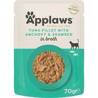Applaws Cat Natural em caldo 12 x 70 g - Atum e anchovas