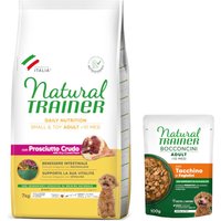 7 kg Natural Trainer Adult Small & Toy + 6 x 100 g passande våtfoder på köpet! - Prosciutto Crudo (7 kg) + kalkon (6 x 100 g)