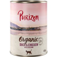 Ekonomipack: Purizon Organic ekologiskt 24 x 400 g - Ekologisk anka & ekologisk kyckling med ekologisk zucchini