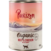 Purizon Organic ekologiskt 6 x 400 g Nötkött och kyckling med morot