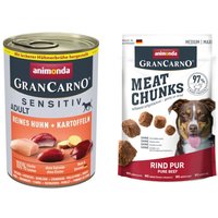 6 x 400 g animonda GranCarno Adult Sensitive + 80 g Meat Chunks på köpet! - Rent kycklingkött & potatis