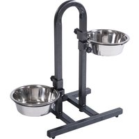 Soporte ajustable en forma de U, con 2 comederos incluidos - 2 x 1,6 l, diámetro 21 cm, altura hasta 44 cm