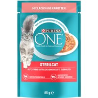 Lot PURINA ONE 26 x 85 g pour chat - Sterilised saumon, carottes