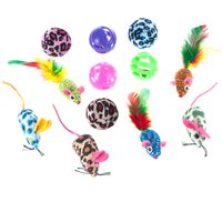 12 jouets avec balles et souris pour chat