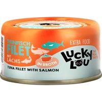 Lucky Lou Extra Food Filet i buljong 12 x 70 g - Tonfisk & lax