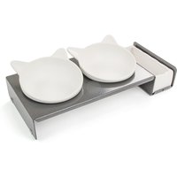 CanadianCat Company voerbakstandaard Cat Diner - Metalen: 2 x 250 ml, Ø 15 cm