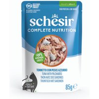 6x85g Thon avec sardines Schesir Complete Nutrition en gelée nourriture humide pour chat