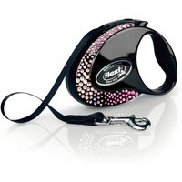 flexi Glam Composition bandkoppel, svart - Storlek S: upp till 12 kg (3 m)