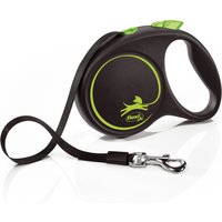 flexi Black Design bandkoppel grönt, 5 m - Storlek M: upp till 25 kg