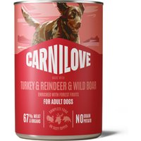 Lot économique : 12x400g Carnilove Dog Pâtée dinde, renne et sanglier Pâtée pour chien