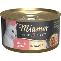 24x85g Filets fins en sauce thon, saumon Miamor - Pâtée pour chat