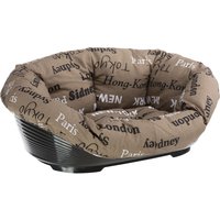 Ferplast hundkorg Siesta Deluxe svart med överdrag Sofà - Cities Set stl 4, L 61,5 x B 45 x H 21,5 cm