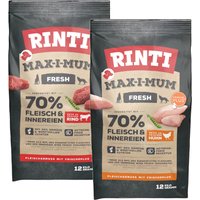 2x12kg 2 Smaken-Mix Max-i-mum Kip & Rund RINTI Max-i-mum Hondenvoer
