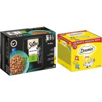 48x85g Sélection terre & mer en sauce Sheba Multipack + 12x60g Variety Snack Box Catisfactions : -15 % !