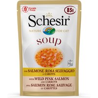 6x85g Schesir Soup saumon rose sauvage, carottes - Pâtée pour chat