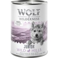 6x400g Wild Hills Junior Little Wolf of Wilderness canard, veau - Pâtée pour chiot