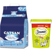 18L Hygiène plus Catsan Litière + 2x350g thon Catisfactions mega tube : -15 % !