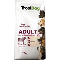 12kg Tropidog Premium Adult medium & large bœuf & riz nourriture pour chien sec