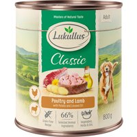 Lukullus Adult sem cereais 6 x 800 g - Aves e cordeiro