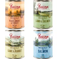 Ekonomipack: Purizon Adult 12 x 400 g - Blandpack (4 x Black Angus, 4 x Lamm, 2 x Lax, 2 x Vilt)