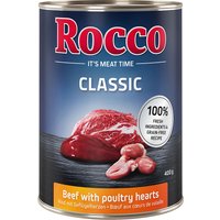 Rocco Classic 24 x 400 g Alimento umido per cani - Manzo con Cuori di Pollo