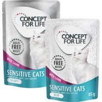 Lot mixte Concept for Life en gelée et en sauce sans céréales 24 x 85 g pour chat - Sensitive Cats agneau en sauce et en gelée