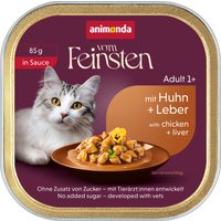 32x85g Animonda Vom Feinsten adulte poulet, foie en sauce, nourriture pour chat humide