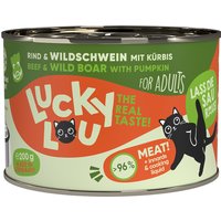 Paquet économique : 24x200g Lucky Lou Lifestage Adult bœuf & sanglier nourriture pour chat humide
