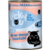 6x 400g Lucky Lou Lifestage Adult volaille & faisan nourriture pour chat humide