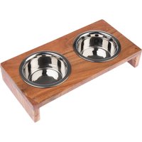 Porte-gamelle Modern Living Nellore en bois, écuelles incluses - capacité : 2 x 400 mL, 13 cm de diamètre