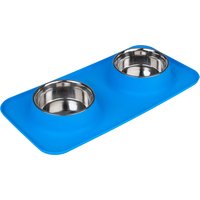 Gamelle double TIAKI avec tapis en silicone pour chien et chat - capacité : 2 x 540 mL, 14 cm de diamètre