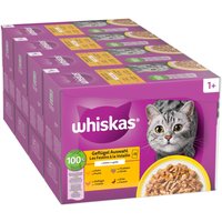 Ekonomipack: 144 x 85 g Whiskas portionspåse - Fjäderfäurval i gelé