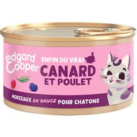 85g Edgard & Cooper Kitten Morceaux en sauce sans céréales canard, poulet - Pâtée pour chat
