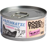 12 x 70 g Dogs’n Tiger Cat Filet, filets de thon et crevettes, nourriture humide pour chat