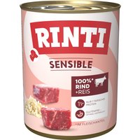Lot économique RINTI Sensible 12 x 800 g pour chien - bœuf, riz
