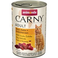 24x400g Adult boeuf, poulet, coeurs de canard Animonda Carny - Pâtée pour chat