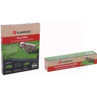 Toilettes pour chiens au gazon synthétique FLAMINGO, bac de toilette et tapis de gazon + tapis de gazon de rechange, pour chien