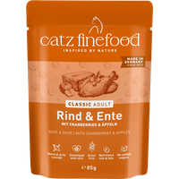 64x85g Lot économique catz finefood bœuf et canard - Pâtée pour chat