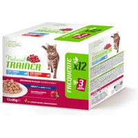 Natural Trainer Adult 12 x 85 g Natvoer voor Katten - mixverpakking: Tonijn & Rundvlees