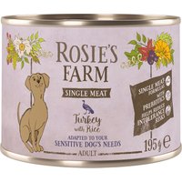 Rosie's Farm Single Meat Adult 6 x 195 g - Kalkon & Ris