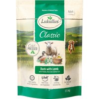 Lukullus Cold-Pressed Pato Barbarie e cordeiro - Pack económico: 4 x 1,5 kg: nova receita