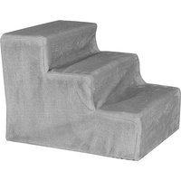 Lionto husdjurstrappa med plyschöverdrag - ljusgrå: L 46 x B 36 x H 34 cm